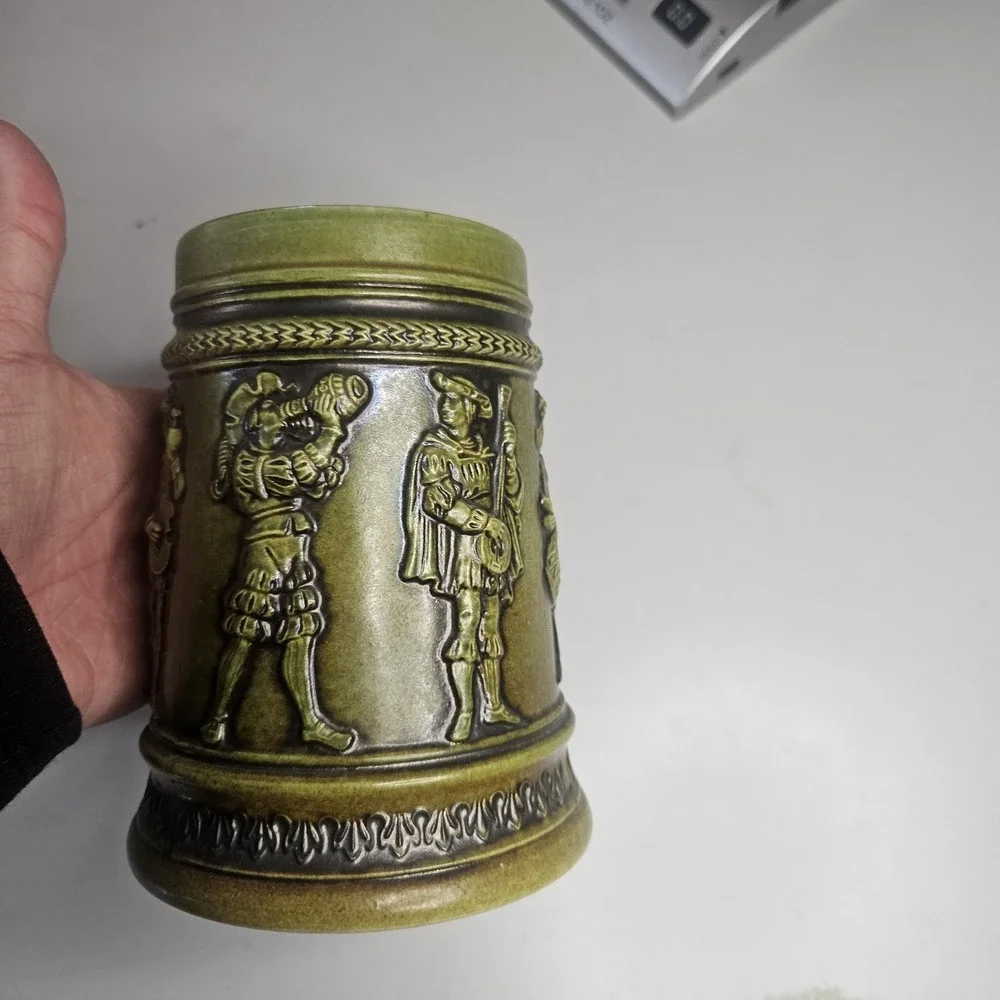 Vintage GERZ West Germany Ceramic Beer Stein‎ Green
